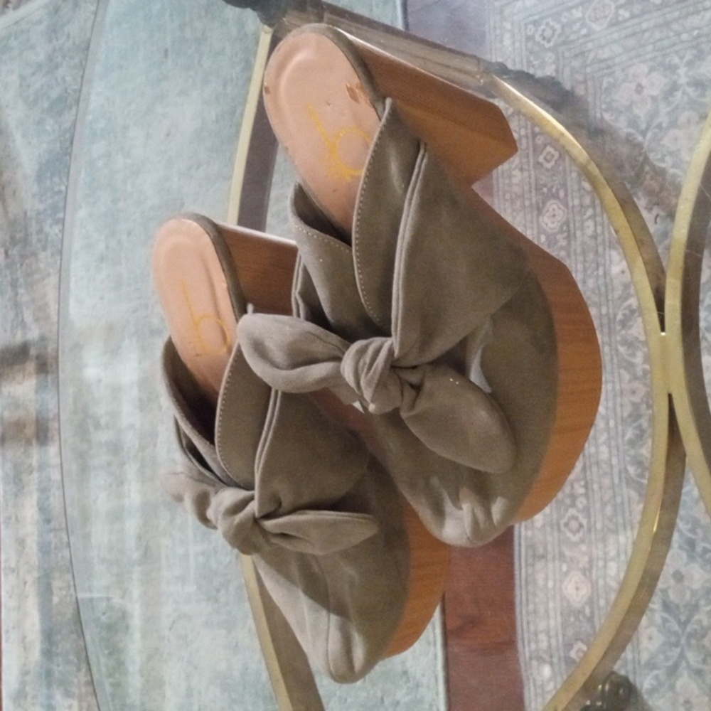 Olive Green Platform Mules